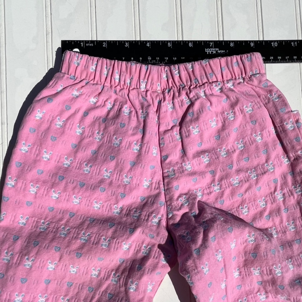 OshKosh Bgosh Vintage Pink Bunny Heart Print Pants 12M Baby Girl 100% Cotton - Picture 7 of 8